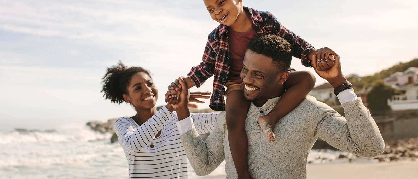 family on beach